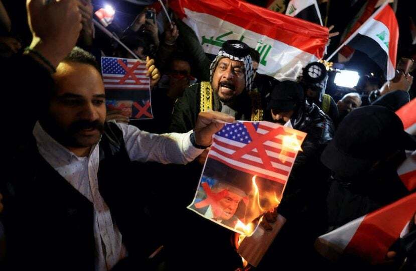خشم طرفداران نوری مالکی از ترامپ / پرچم آمریکا به آتش کشیده شد