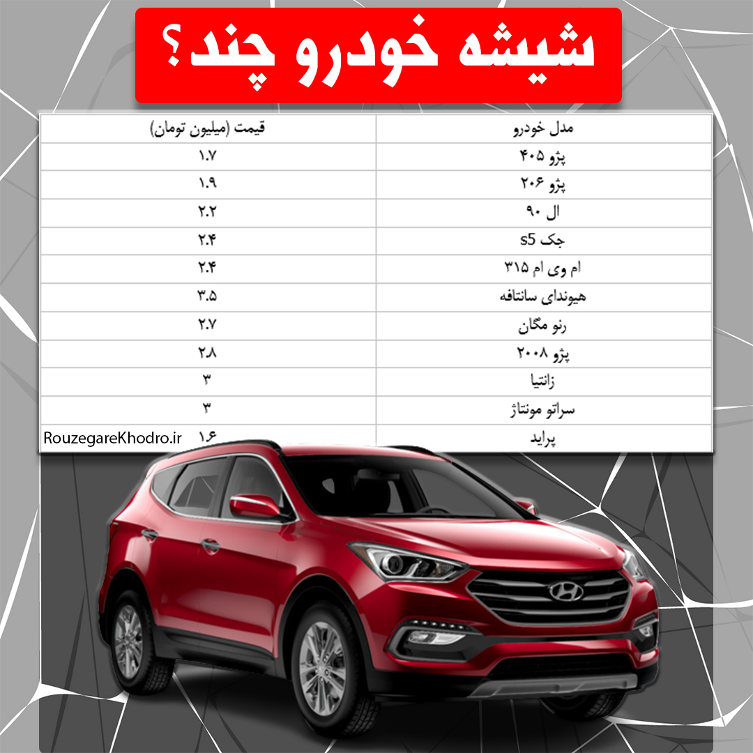 قیمت جدید شیشه خودرو در ۱۴۰۲ + لیست کامل