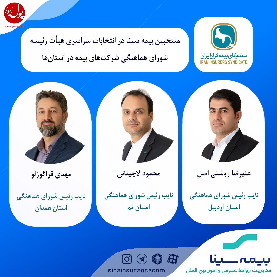 منتخبین بیمه سینا در هیئت رئیسه شورای هماهنگی بیمه استان‌ها