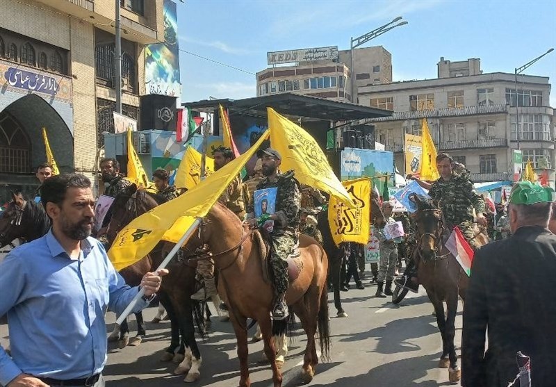 حضور سوارکاران بسیج در راهپیمایی روز جهانی قدس در تهران