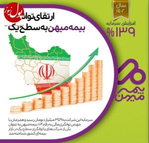 ارتقای توانگری بیمه میهن به سطح یک / جهش توانگری مالی بیمه میهن به رقم ۱۰۴ میلیارد تومان