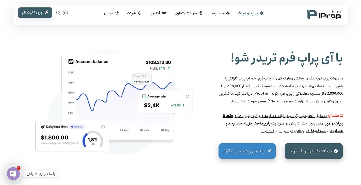 چالش معاملاتی و حساب پراپ گارانتی در iPropFirm 