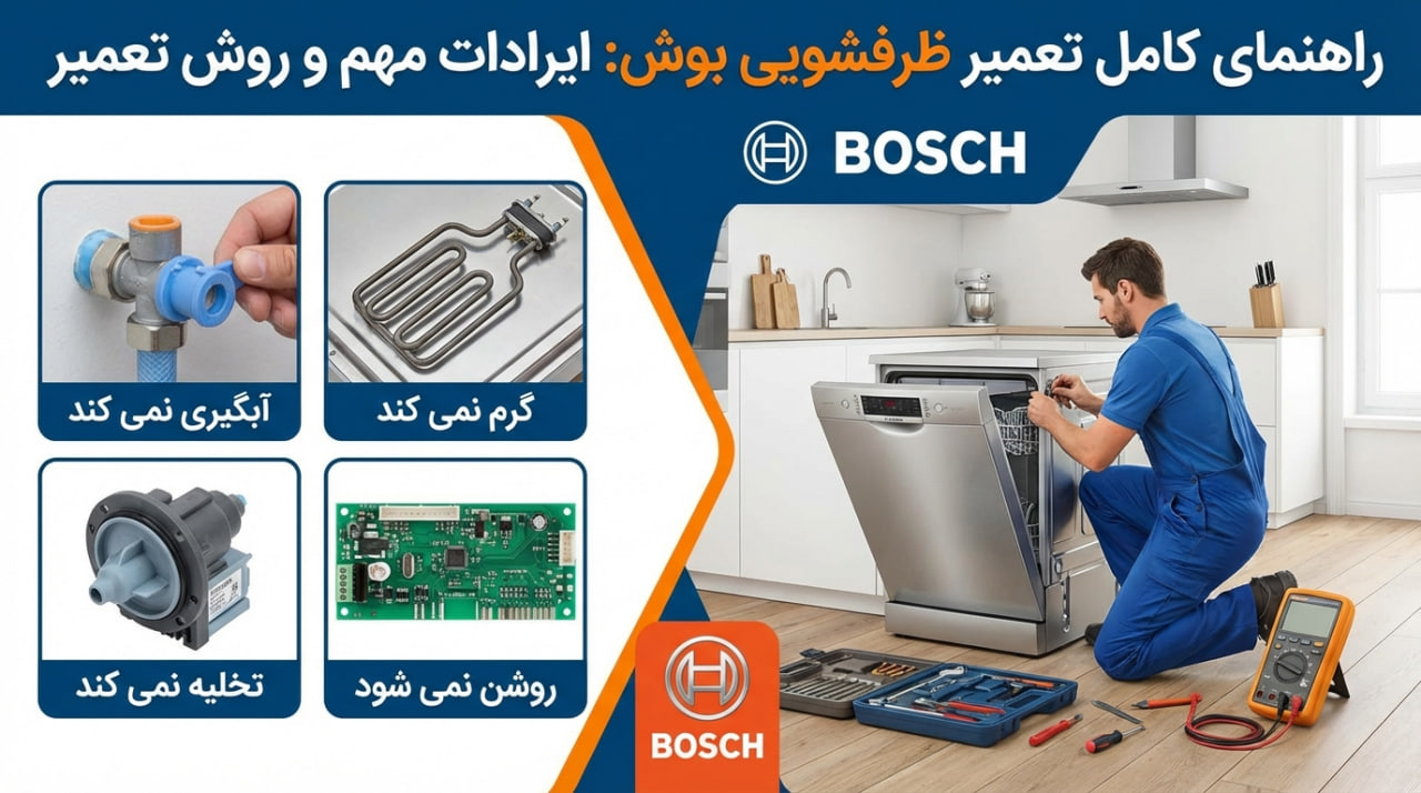 15 ایراد متداول در ظرفشویی های بوش و راهنمای تعمیر آن